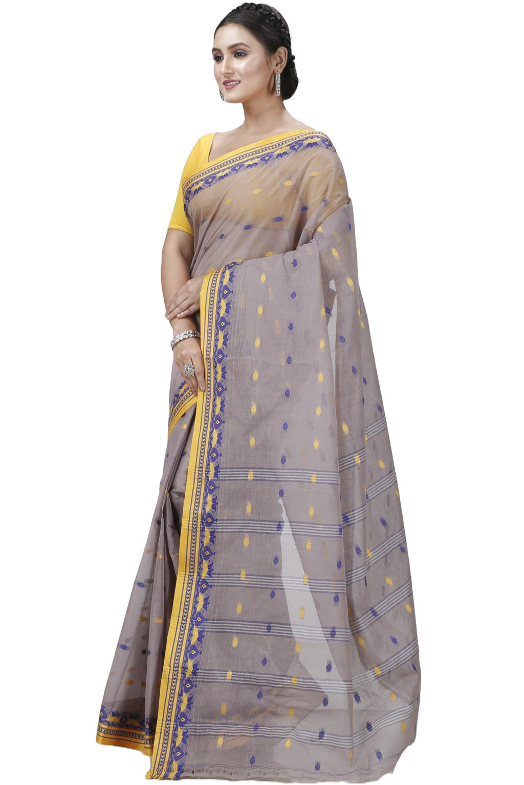 Light Brown Pure Cotton Uvra Tant Saree (1293)